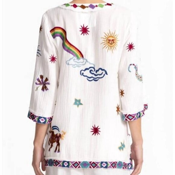 NWT Johnny Was Shirt Multicolor Boho Bamboo Tunic Palm Paisley Women's XL - Picture 2 of 3